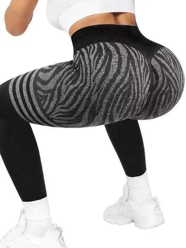 ZASUWA Female Zebra Print Stripes Scrunch Bum Legging