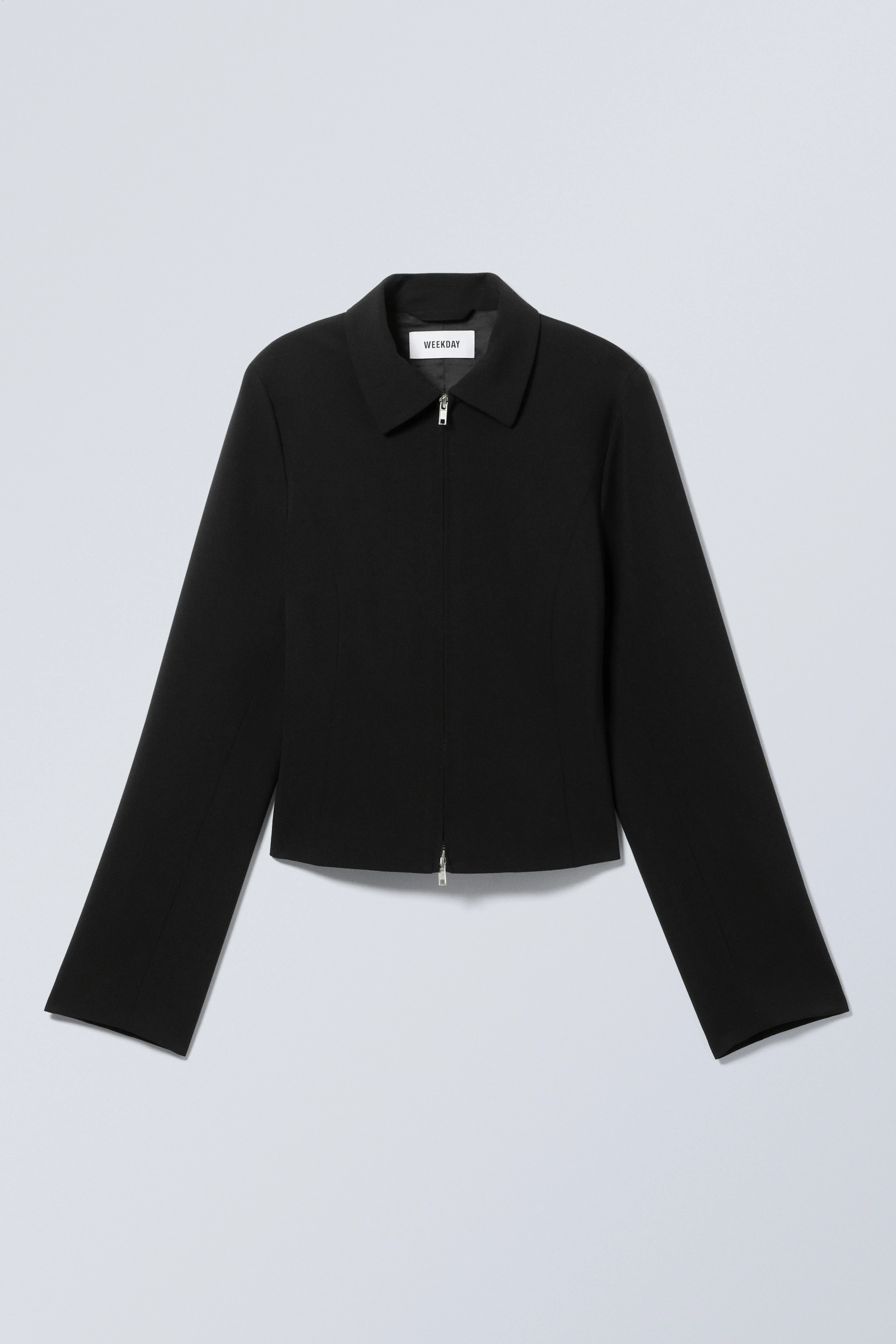 Zip Suiting Jacket - Round neck - Long sleeve - Black - Ladies | H&M GB